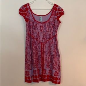 Red and Purple Patterned Women's Dress